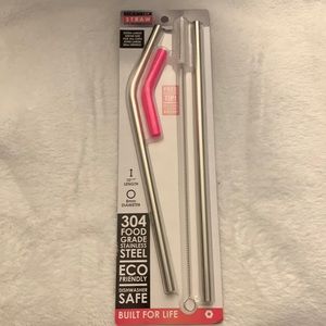 Roughneck Stainless Steel Extra Large Straw with Silicone Tip and Cleaning Brush